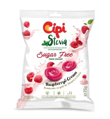 Cheepi STEVIA Sugar-Free Candy - RASPBERRY & CREAM (15 pcs.)