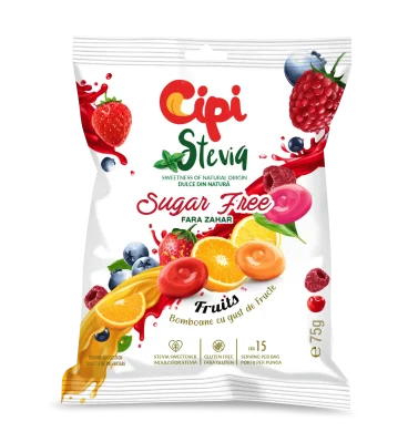 Cheepi STEVIA Sugar-Free Candy - FRUIT MIX (15 pcs.)