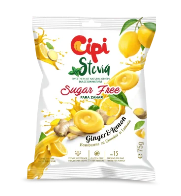 Cheepi STEVIA Sugar-Free Candy - GINGER & LEMON (15 pcs.)