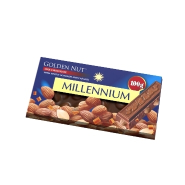 Шоколад МИЛЕНИУМ - МЛЕЧЕН с ЦЯЛ БАДЕМ & КАРАМЕЛ