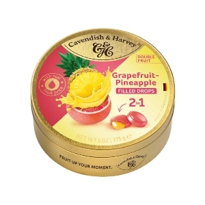 CAVENDISH & HARVEY Double Fruit Drops – Grapefruit with Pineapple Filling, 175g